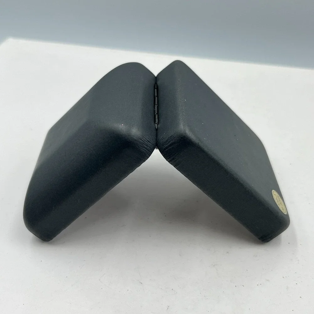 Vintage Set of 2 Black Faux Leather Jewelry Boxes Clamshell Display Cases Retro